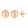 14K Rose Gold Ball Earrings with Linear Texture